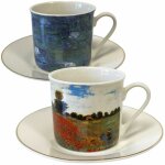 Coffret de tasses et sous - tasses en c�ramique claude monet