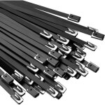 Collier de serrage inox, 60 pi�ces, collier de serrage m�tallique, 400 mm x 4, 6 mm, serre cable noires, ...