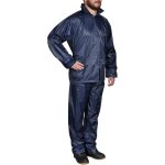 Combinaison de pluie avec capuche 2 pcs hommes bleu marine m vidaxl