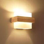 Comely ? applique murale int�rieure en bois massif ? abat - jour en verre ? e27 60w ? dimensions 22x13x17cm ...