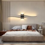 Comely applique murale int�rieure led, 89cm led longue lampe murale moderne salon 27w 3037lm, noir luminaire ...