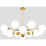 Comely ? plafonnier dor� moderne e27 avec abat - jour en verre d�poli blanc ? luminaire suspendu pour ...