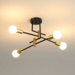 Comely - plafonnier industriel, 4 lumi�res lustre sputnik vintage, moderne suspension luminaire en metal ...