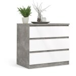 Commode � 3 tiroirs en b�ton blanc bicolore