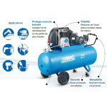Abac - compresseur d'air pro 3cv 90 litres 23, 6 m3 / h 10bar - pro a39b 90 cm3