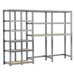 Modulo storage - concept rangement de garage - longueur 240 cm - 18 plateaux