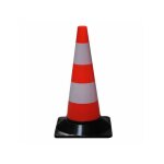 C�ne de signalisation 50 cm ? poly�thyl�ne l�ger avec 2 bandes r�fl�chissantes ? pour d�limiter zones ...