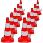 Cne de signalisation rflchissant 10 pcs 50 cm rouge et blanc vidaxl