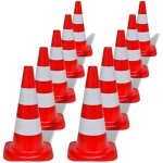 C�ne de signalisation r�fl�chissant 10 pcs 50 cm rouge et blanc vidaxl
