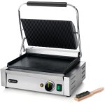 Hendi - contact grill panini, dessus rainur, fond lisse, 2200w 263662
