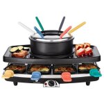 Continental edison cerfg86b appareil a raclette et fondue 8 personnes - noir