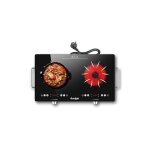 Plaque vitroc�ramique 2 feux avec fiche, 3200w, 56cm table de cuisson deux foyers portable avec poign�e, ...