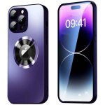 Coque magnetique pour iphone 14 pro max avec protection dobjectif et affichage du logo - violet