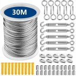 Jamais utilis�]corde en acier inoxydable � suspendre kit 30 m�tres corde en acier inoxydable, kit de ...