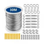 Corde en acier inoxydable � suspendre kit 30 m�tres corde en acier inoxydable, kit de c�ble m�tallique ...