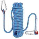 Jamais utilis�] corde d'escalade avec mousqueton de s�curit� statique 10mm corde d'alpinisme polyester ...