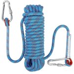 Corde d'escalade polyester haute r�sistance diam�tre 10mm longueur 10m avec boucles cousues et mousquetons ...