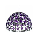 Abat jour suspension lustre suspendu perles mauve violet plafonnier moderne