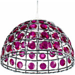Abat jour suspension lustre suspendu perles rose fuschia plafonnier moderne