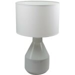 Corep - lampe a poser ceramique abat jour coton blanc luminaire led e27 chambre salon