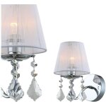 Cornelia - applique murale chrome, blanc 1 lumière avec blanc, abat - jour en tissu, e14 - italux Cornelia - applique murale chrome, blanc 1 lumière avec blanc, abat - jour en tissu, e14 - italux