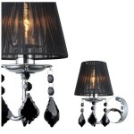 Cornelia - applique murale chrome, noir 1 lumire avec abat - jour en tissu noir, e14 - italux
