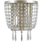 Cortina - applique champagne 2 lumires avec abat - jour en verre cristal, e14 - italux