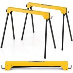 Costway lot de 2 tr�teaux pliables m�talliques charge max 600 kg, tr�teaux pliants compacts avec 4 crochets, ...