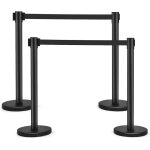 4 poteaux de guidage guide file avec 2 sangles rtractable 2 m en acier inoxydable pour aroport, thtres, ...