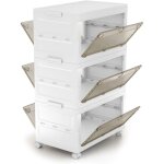 Costway - bo�te rangement plastique 126 l, 3 caisses de rangement empilables avec couvercles, roulettes, ...