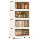 Costway - boite rangement plastique 280 l, 4 caisses rangement pliables � roulette, poign�e, porte magn�tique, ...