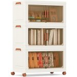 Costway - boite rangement plastique, caisses rangement pliables � roulette, poign�e, porte magn�tique, ...
