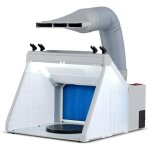 Costway - cabine de pulv�risation portable avec 3 lumi�res led plateau tournant 19 cm, station de peinture ...