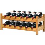 Costway - casier  vin de 12 bouteilles, stockage du vin en bambou  2 niveaux, 62x24x25 cm, pour cuisine ...