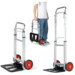 Costway diable pliant en aluminium charge 100 kg, diable de manutention d�m�nagement l�ger & compact ...