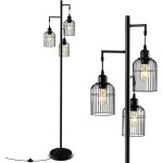 Costway - lampadaire sur pied salon, lampadaire industriel 169 cm, 3 abat - jours, interrupteur au pied, ...
