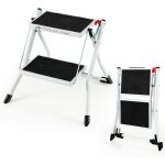 Costway - marchepied � 2 marches pliable, escabeau cadre m�tallique, p�dale antid�rapante, dimension ...