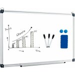 Tableau blanc effaable surface magntique avec cadre en aluminium, 2 aimants, 3 stylos et effaable ...