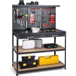 Costway - tabli atelier garage avec �tag�res et tiroirs panneaux perfor�s, table de travail cadre en ...