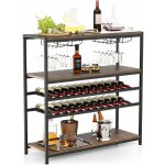 Costway - tag�re � vin 22 bouteilles, meuble de bar autoportant avec 2 casiers � vin et 4 porte - verres, ...