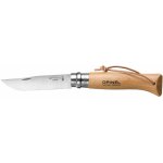 Couteau baroudeur n08 naturel lame 8. 5 cm avec lien cuir - opinel