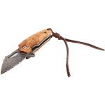 Couteau de poche en acier damas � haute duret� avec manche en bois d'olive pour randonn�e et survie