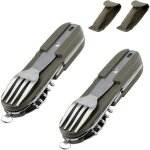 Couverts de camping pliables en acier inoxydable - couverts pliants - pour camping - verts - pliables ...