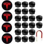 De couverture de roue capuchon de moyeu central car wheel nut cover avec outil demontage pour tesla model ...