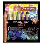 Crayons de couleur woody arty 3 en 1 6 couleurs + temp�rature stabilo 7123