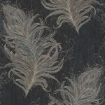 A. s. creations - papier peint ann�es 20 noir papier peint � plumes �l�gant papier peint intiss� avec ...