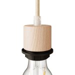 Creative cables - kit portalampada e27 filettato cilindrico in legno con serracavo per paralume