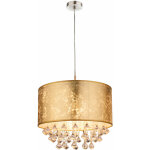 Cristal suspendu luminaire textile pendule chambre �clairage plafonnier or globo 15187h3
