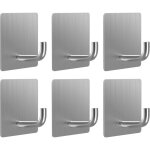 Crochet adhesif mural, set de 6 porte manteau mural sans percage, patere salle de bain en acier inoxydable, ...