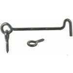 Crochet d'arrêt avec vis à ?illet 5, 9x200mm acier argenté fermeture porte bois contrevent attache vérou ... Crochet d'arrêt avec vis à ?illet 5, 9x200mm acier argenté fermeture porte bois contrevent attache vérou ...